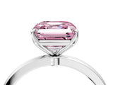 White gold Fancy Pink Asscher  Solitaire Diamond Ring with Thin Band and Four-Prong Setting_76