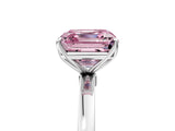White gold Fancy Pink Asscher  Solitaire Diamond Ring with Thin Band and Four-Prong Setting_77