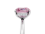 White gold Fancy Pink Asscher  Solitaire Diamond Ring with a Classic Band and Four-Prong Setting