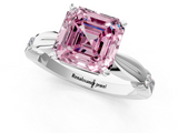 White gold Fancy Pink Asscher  Solitaire Diamond Twisted Band with Four-Prong Setting_1