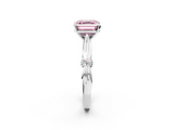 White gold Fancy Pink Asscher  Solitaire Diamond Twisted Band with Four-Prong Setting_2