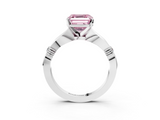 White gold Fancy Pink Asscher  Solitaire Diamond Twisted Band with Four-Prong Setting_3