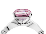 White gold Fancy Pink Asscher  Solitaire Diamond Twisted Band with Four-Prong Setting_4