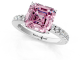 White gold Fancy Pink Asscher  Solitaire Diamond with Pavé Band and Four-Prong Setting_18