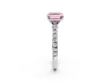 White gold Fancy Pink Asscher  Solitaire Diamond with Pavé Band and Four-Prong Setting_19