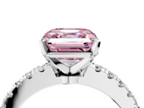 White gold Fancy Pink Asscher  Solitaire Diamond with Pavé Band and Four-Prong Setting_21
