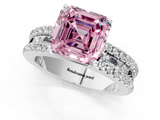 White gold Fancy Pink Asscher  Solitaire Diamond with Pave and Channel Set Band_13