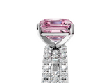 White gold Fancy Pink Asscher  Solitaire Diamond with Pave and Channel Set Band_17