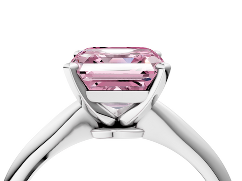 White gold Fancy Pink Asscher  Solitaire Engagement Ring with Classic Band and Four-Prong Setting_38