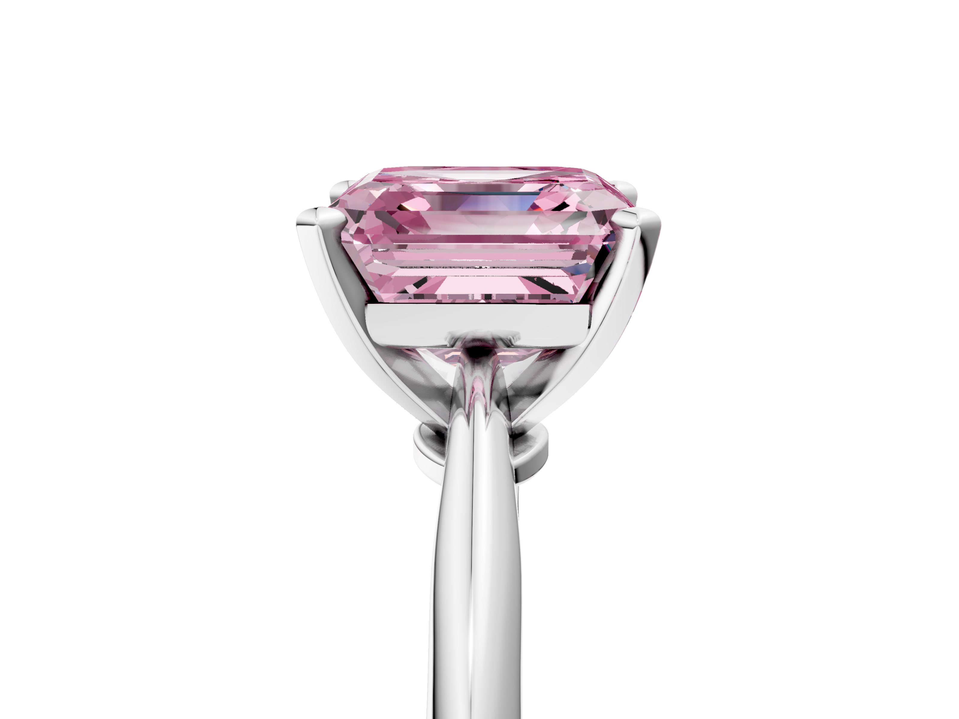 White gold Fancy Pink Asscher  Solitaire Engagement Ring with Classic Band and Four-Prong Setting_39