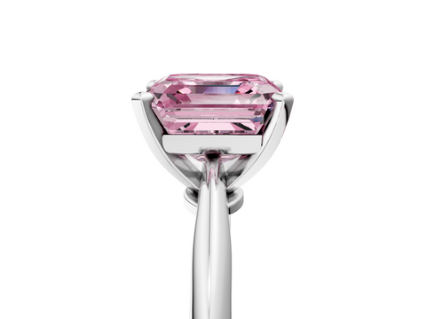 White gold Fancy Pink Asscher  Solitaire Engagement Ring with Classic Band and Four-Prong Setting_39