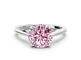 White gold Fancy Pink Asscher  Solitaire Engagement Ring with Four-Prong Setting and Classic Band