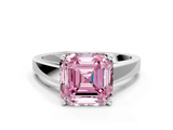 White gold Fancy Pink Asscher  Solitaire Engagement Ring with Four-Prong Setting and Tapered Band_20