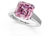 White gold Fancy Pink Asscher  Solitaire Engagement Ring with Four-Prong Setting and Tapered Band_21