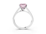 White gold Fancy Pink Asscher  Solitaire Engagement Ring with Four-Prong Setting and Tapered Band_23