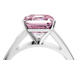 White gold Fancy Pink Asscher  Solitaire Engagement Ring with Four-Prong Setting and Tapered Band_24