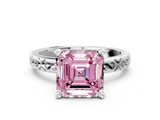White gold Fancy Pink Asscher  Solitaire Engagement Ring with Scrollwork Band and Four-Prong Setting_17