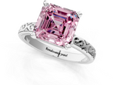 White gold Fancy Pink Asscher  Solitaire Engagement Ring with Scrollwork Band and Four-Prong Setting_18
