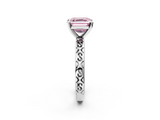 White gold Fancy Pink Asscher  Solitaire Engagement Ring with Scrollwork Band and Four-Prong Setting_19