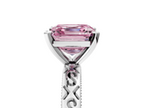 White gold Fancy Pink Asscher  Solitaire Engagement Ring with Scrollwork Band and Four-Prong Setting_22