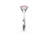 White gold Fancy Pink Asscher  Solitaire Engagement Ring with Six-Prong Setting and Classic Band 2