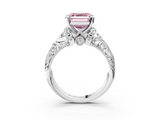 White gold Fancy Pink Asscher  Solitaire Filigree Engagement Ring with Halo and Prong Setting_20