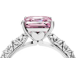 White gold Fancy Pink Asscher  Solitaire Floral Milgrain Engagement Ring_35