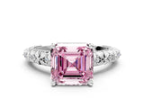 White gold Fancy Pink Asscher  Solitaire Floral Milgrain Engagement Ring_36