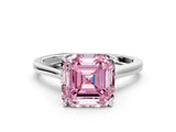 White gold Fancy Pink Asscher  Solitaire Heart Prong Engagement Ring with Tapered Band_106