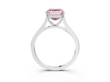 White gold Fancy Pink Asscher  Solitaire Heart Prong Engagement Ring with Tapered Band_109