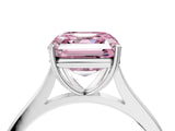 White gold Fancy Pink Asscher  Solitaire Heart Prong Engagement Ring with Tapered Band_110