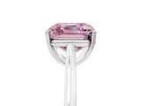 White gold Fancy Pink Asscher  Solitaire Heart Prong Engagement Ring with Tapered Band_111