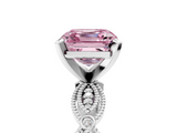 White gold Fancy Pink Asscher  Solitaire Milgrain Diamond Engagement Ring with Bezel and Marquise Band_5