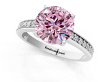White gold Fancy Pink Asscher  Solitaire Pavé Band Prong Setting Ring_1