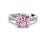White gold Fancy Pink Asscher  Solitaire Pavé Band Prong Setting Ring