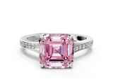 White gold Fancy Pink Asscher  Solitaire Pavé Band with Four-Prong Setting_17