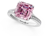 White gold Fancy Pink Asscher  Solitaire Pavé Band with Four-Prong Setting_18
