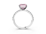 White gold Fancy Pink Asscher  Solitaire Pavé Band with Four-Prong Setting_20