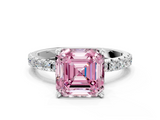 White gold Fancy Pink Asscher  Solitaire Pavé Band with Four-Prong Setting_22
