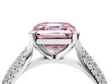 White gold Fancy Pink Asscher  Solitaire Pavé Diamond Engagement Ring with Four-Prong Setting_21