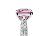 White gold Fancy Pink Asscher  Solitaire Pavé Diamond Engagement Ring with Four-Prong Setting_23