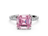 White gold Fancy Pink Asscher  Solitaire Pavé Diamond Engagement Ring with Four-Prong Setting_34
