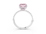 White gold Fancy Pink Asscher  Solitaire Pavé Diamond Engagement Ring with Four-Prong Setting_37
