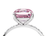 White gold Fancy Pink Asscher  Solitaire Pavé Diamond Engagement Ring with Four-Prong Setting_38