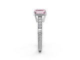 White gold Fancy Pink Asscher  Solitaire Pavé Diamond Milgrain Engagement Ring with Four-Prong Setting_2