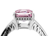 White gold Fancy Pink Asscher  Solitaire Pavé Diamond Milgrain Engagement Ring with Four-Prong Setting_4
