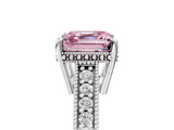 White gold Fancy Pink Asscher  Solitaire Pavé Diamond Milgrain Engagement Ring with Four-Prong Setting_5