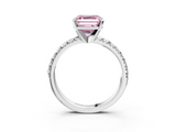 White gold Fancy Pink Asscher  Solitaire Pave Diamond Engagement Ring with Four-Prong Setting_3