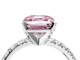 White gold Fancy Pink Asscher  Solitaire Pave Diamond Engagement Ring with Four-Prong Setting_4