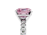 White gold Fancy Pink Asscher  Solitaire Pave Diamond Engagement Ring with Four-Prong Setting_5